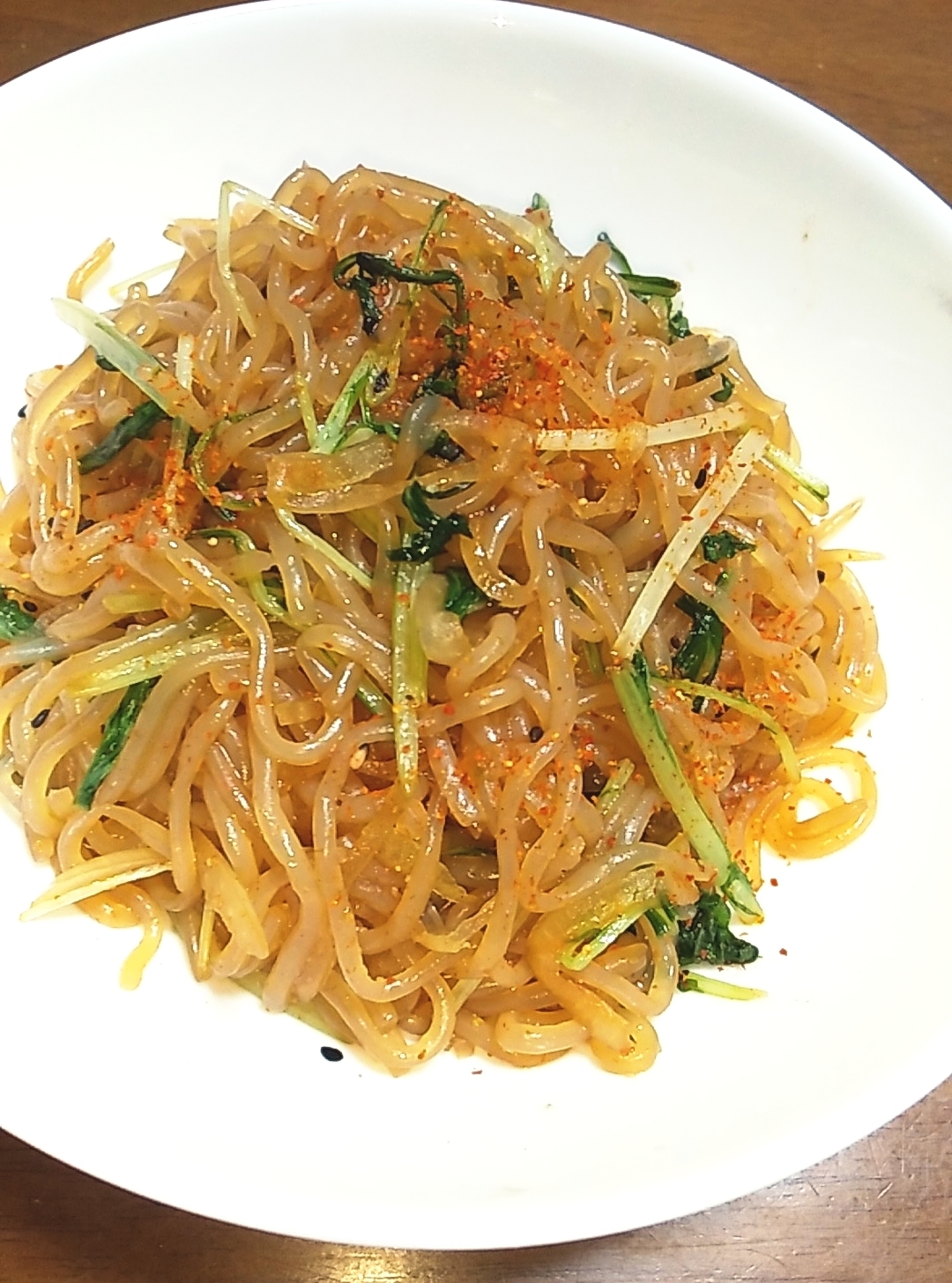 しらたきと水菜のピリ辛炒め