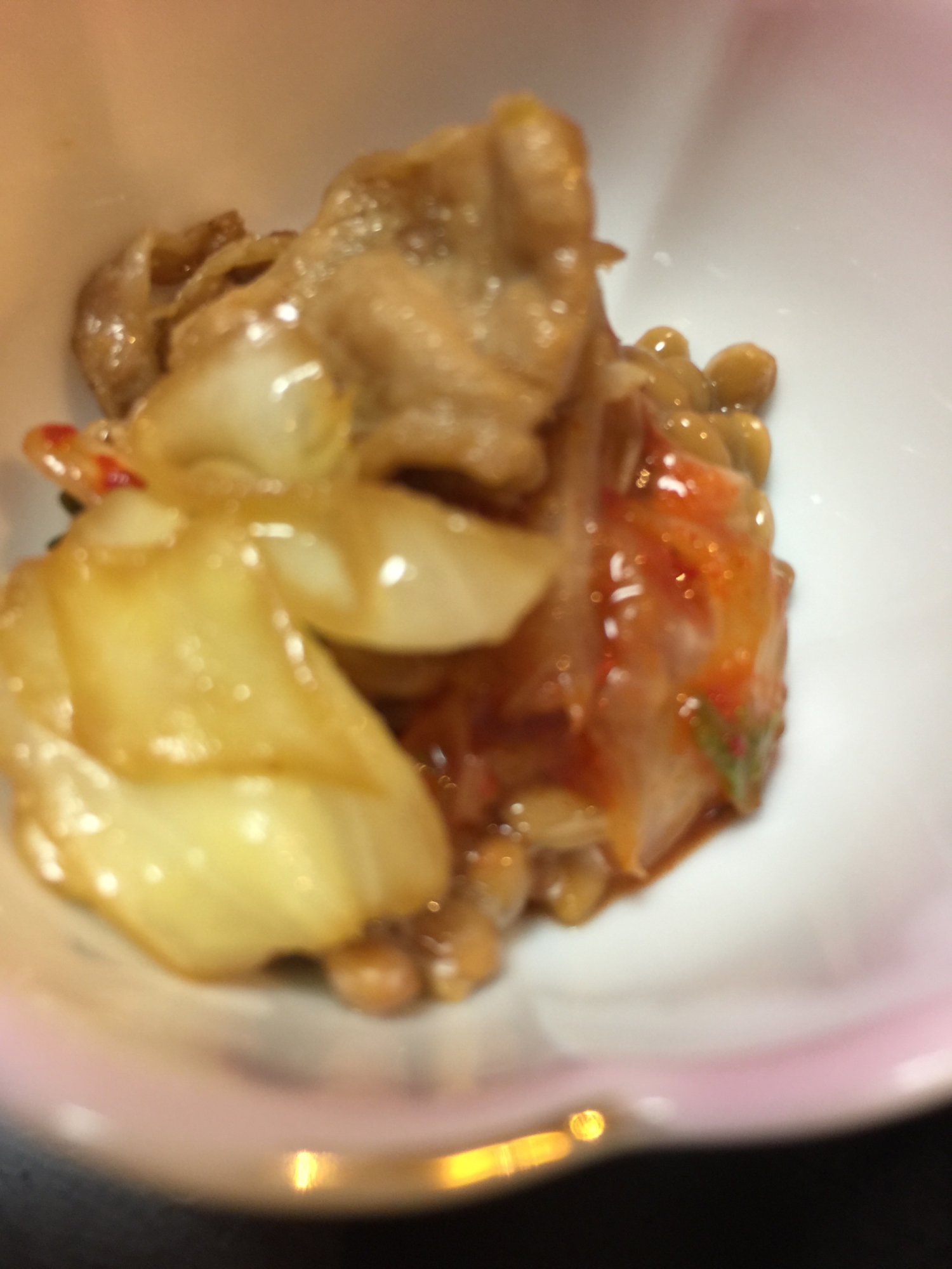 野菜炒め&キムチ納豆