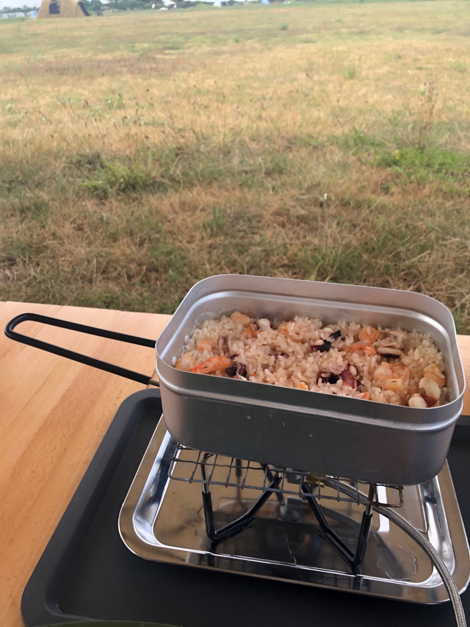 キャンプ飯♪蛸と海老の和風炊き込みご飯