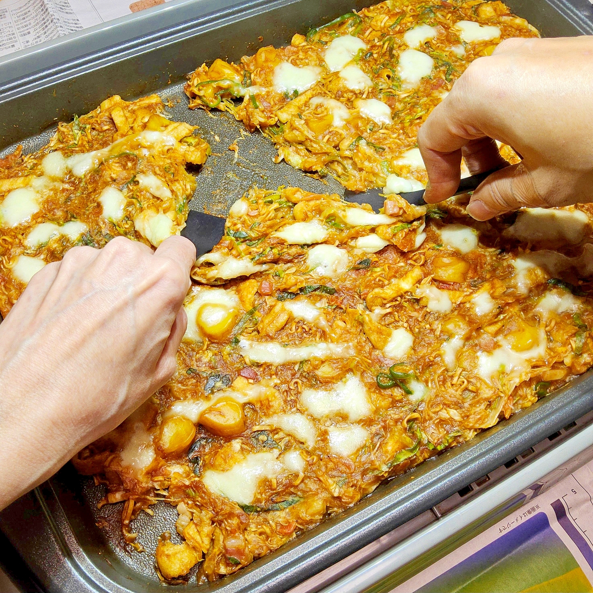 土手の中心で愛を叫ぶ❥国産チーズプデチゲもんじゃ焼