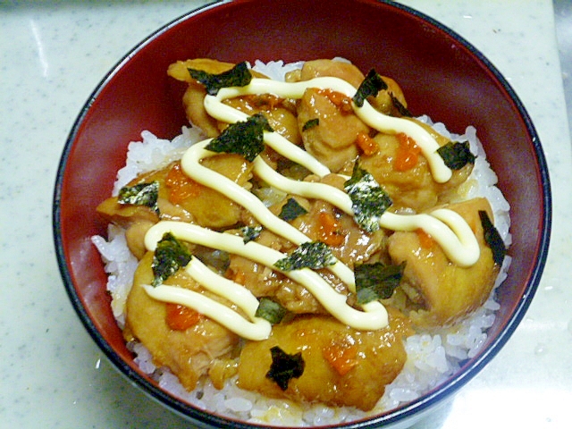 簡単♪生七味がアクセント♪マヨかけ照り焼き丼