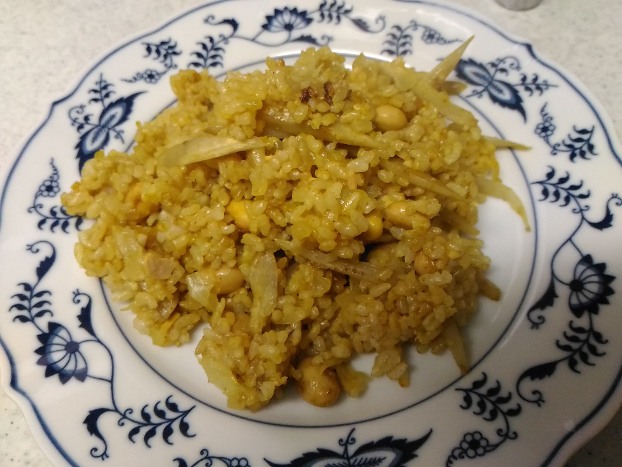 大豆と牛蒡のカレーチャーハン