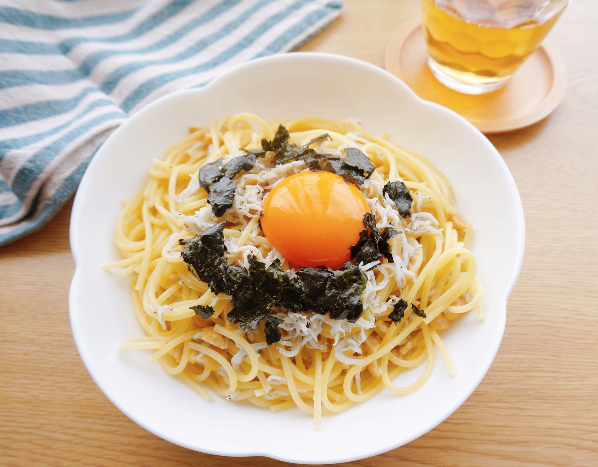 レンジで完成!納豆としらすの和風パスタ