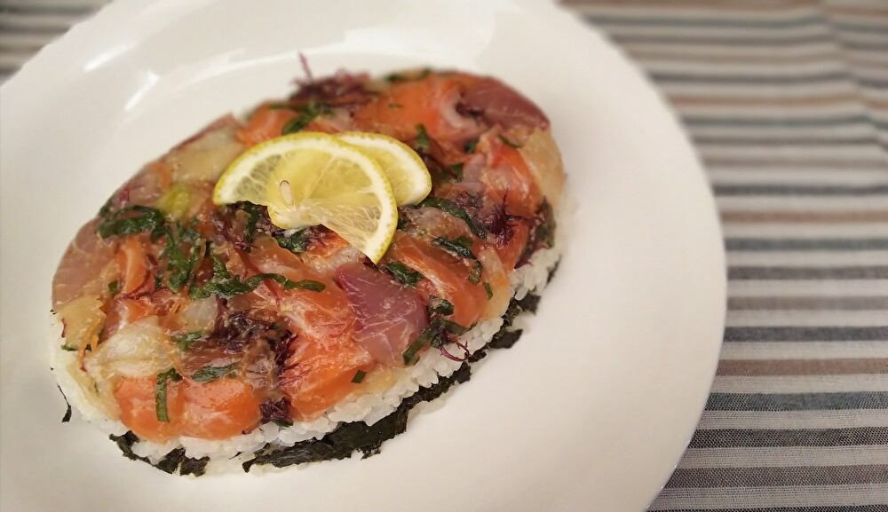 グラタン皿で簡単成形❦海鮮寿司ローフ