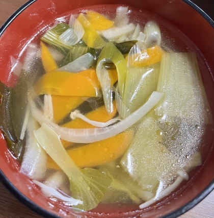 大根とチンゲン菜わかめの中華スープ