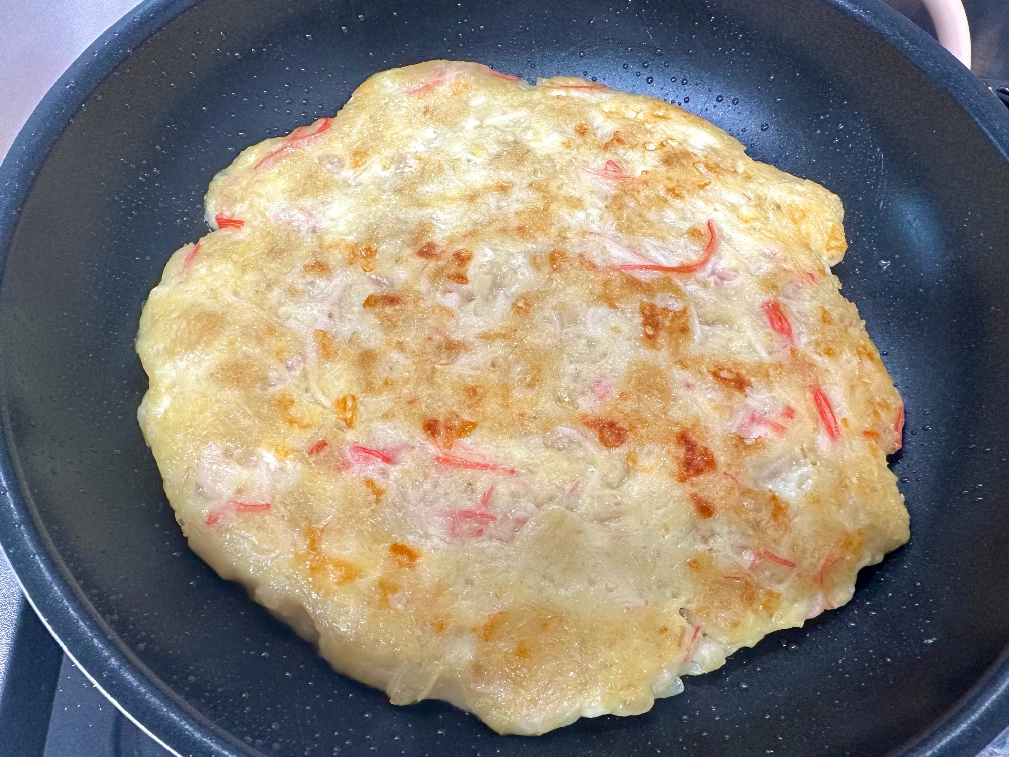 豆腐、えのき、カニかまのチーズ焼き