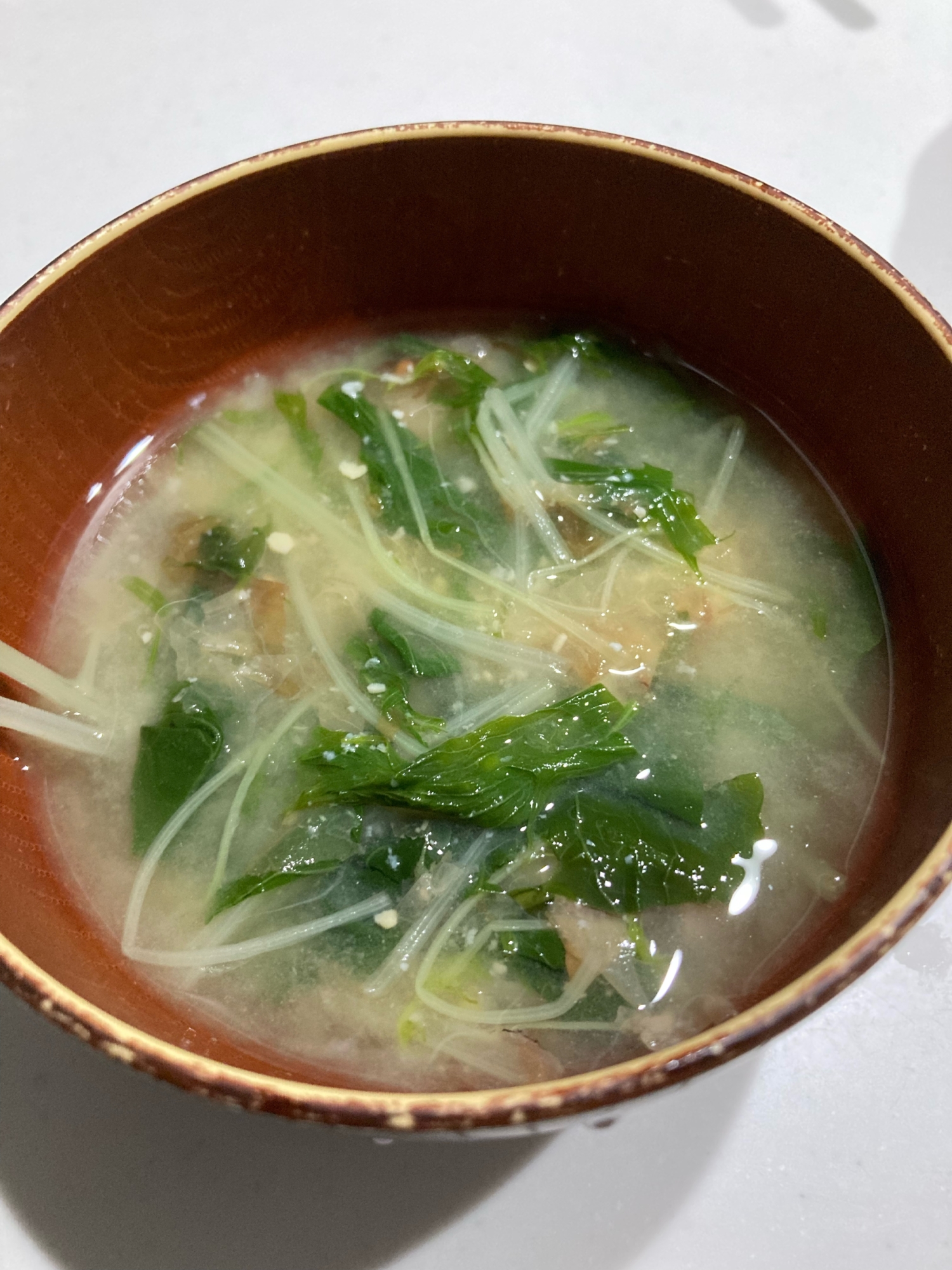 シャキシャキ水菜と小松菜のお味噌汁