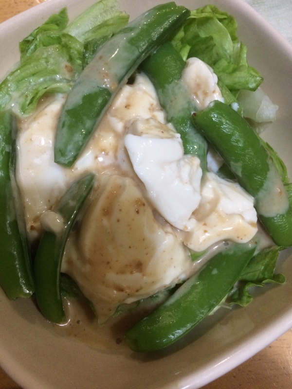 豆腐とスナップえんどうのサラダ(*^^*)
