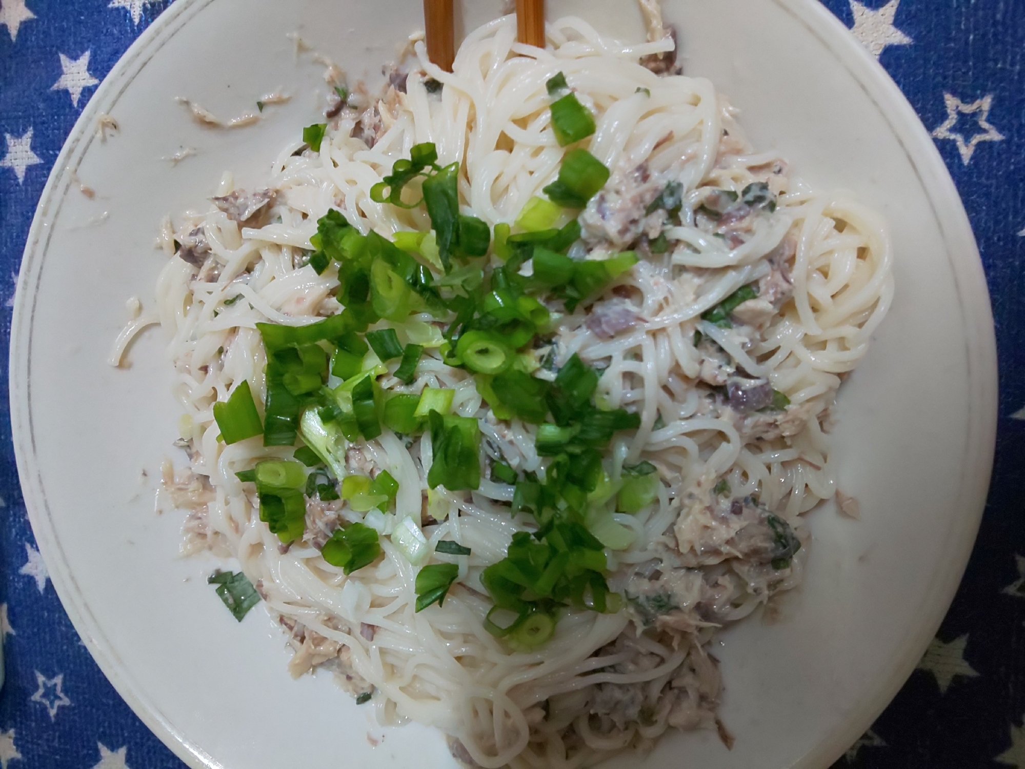 さば缶で♪さばマヨ冷やしそうめん