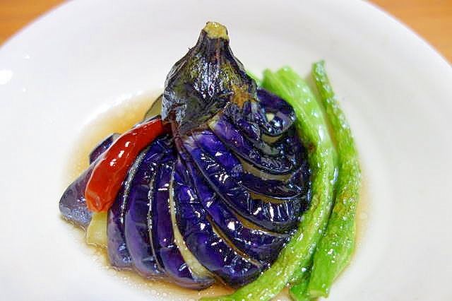 鮮やか!なすの揚げびたし!切り方に工夫!