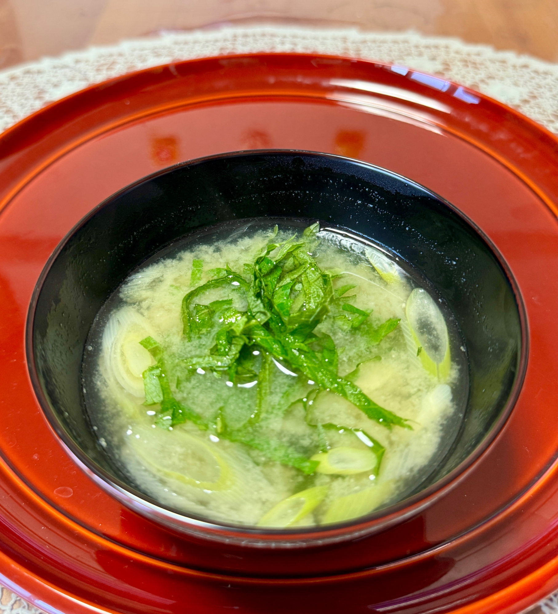 ꈍ◡ꈍｲｲｶｵﾘｰ♪大葉と豆腐と生わかめの☆味噌汁