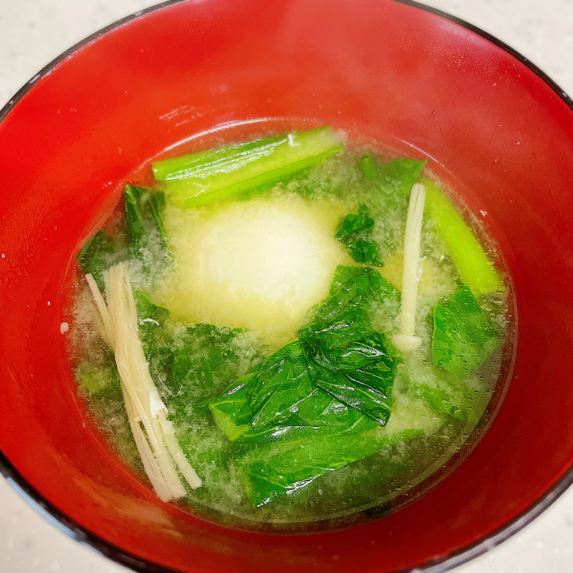 小松菜&玉子の味噌汁✨