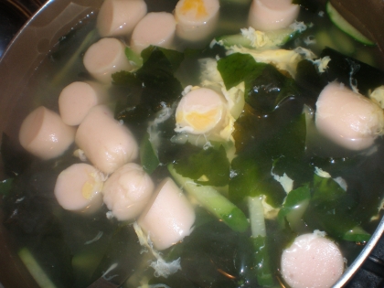 キュウリの中華スープ☆ふわふわ卵入り