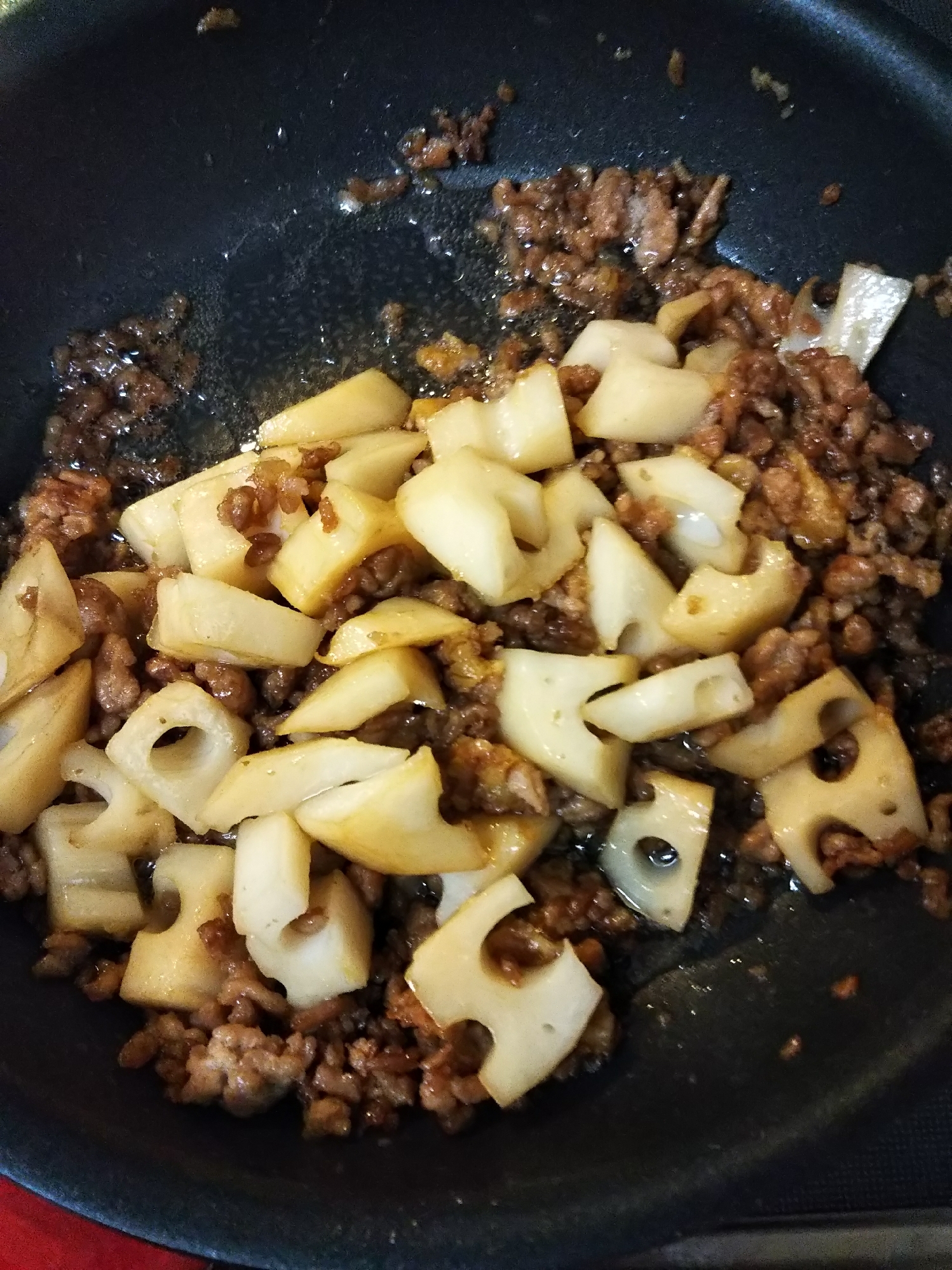 レンコンと豚ひき肉の味噌焼き