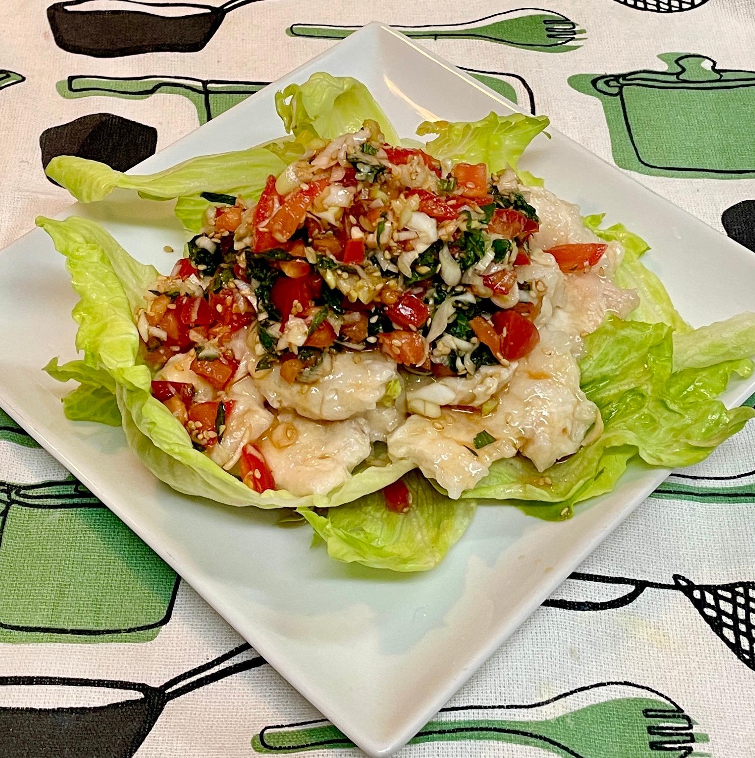 ヘルシー素材ばっかり♡鶏むね肉の中華風ネギソース