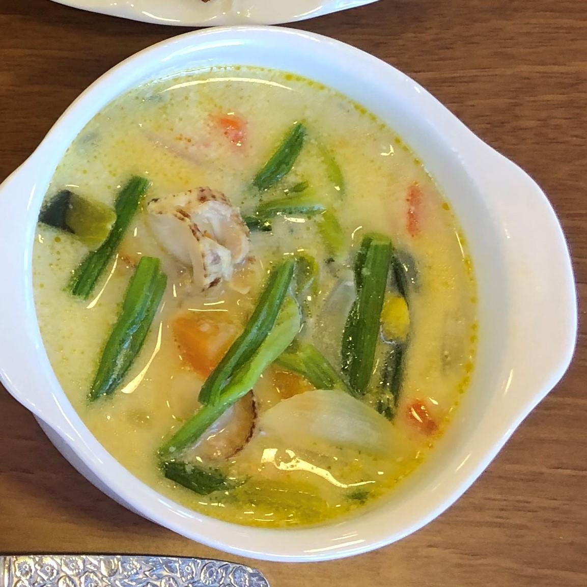 ベビーホタテとかぼちゃの酒粕チャウダー