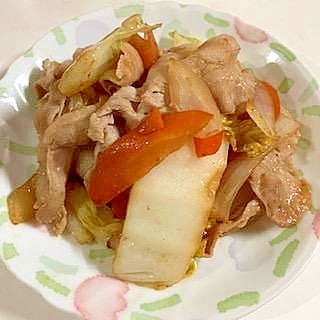 豚バラ・白菜・にんじん・玉ねぎの醤油炒め