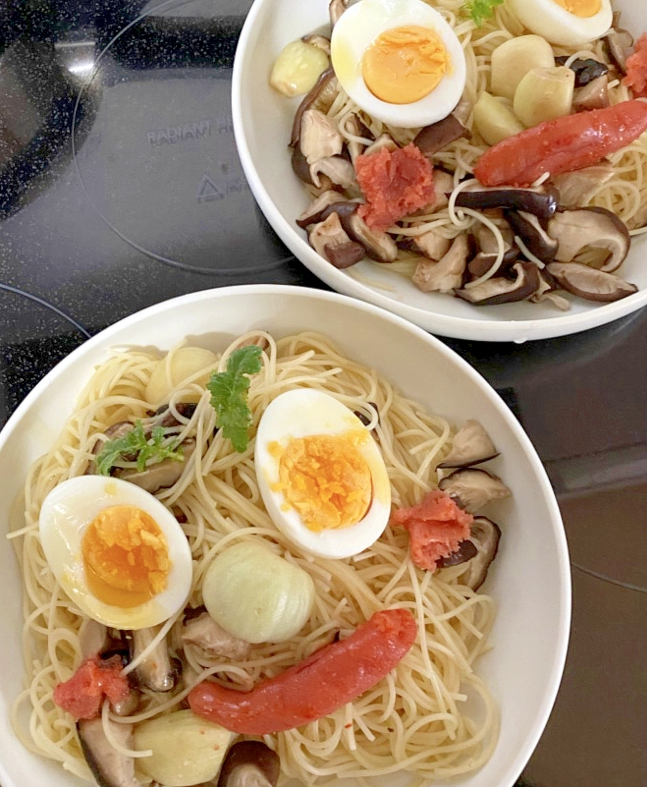 きのこたっぷり明太子スパゲティ外人風＊＊＊