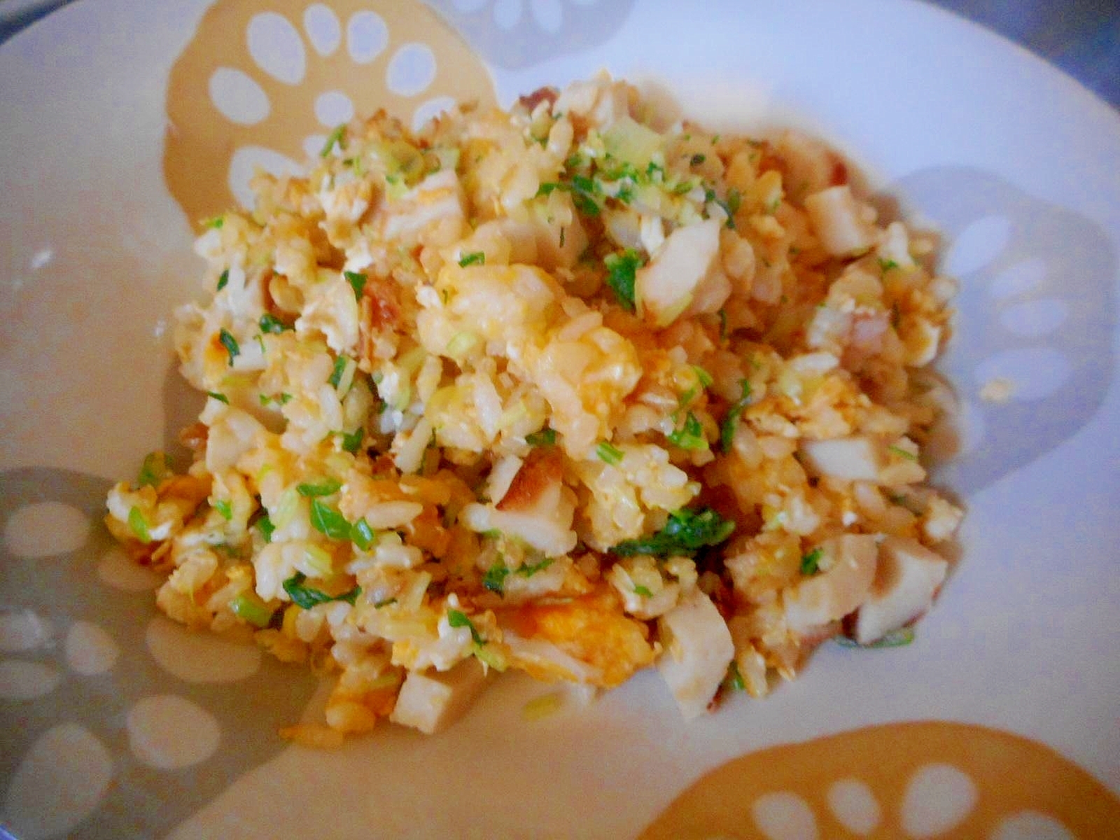 ちくわと水菜のチャーハン