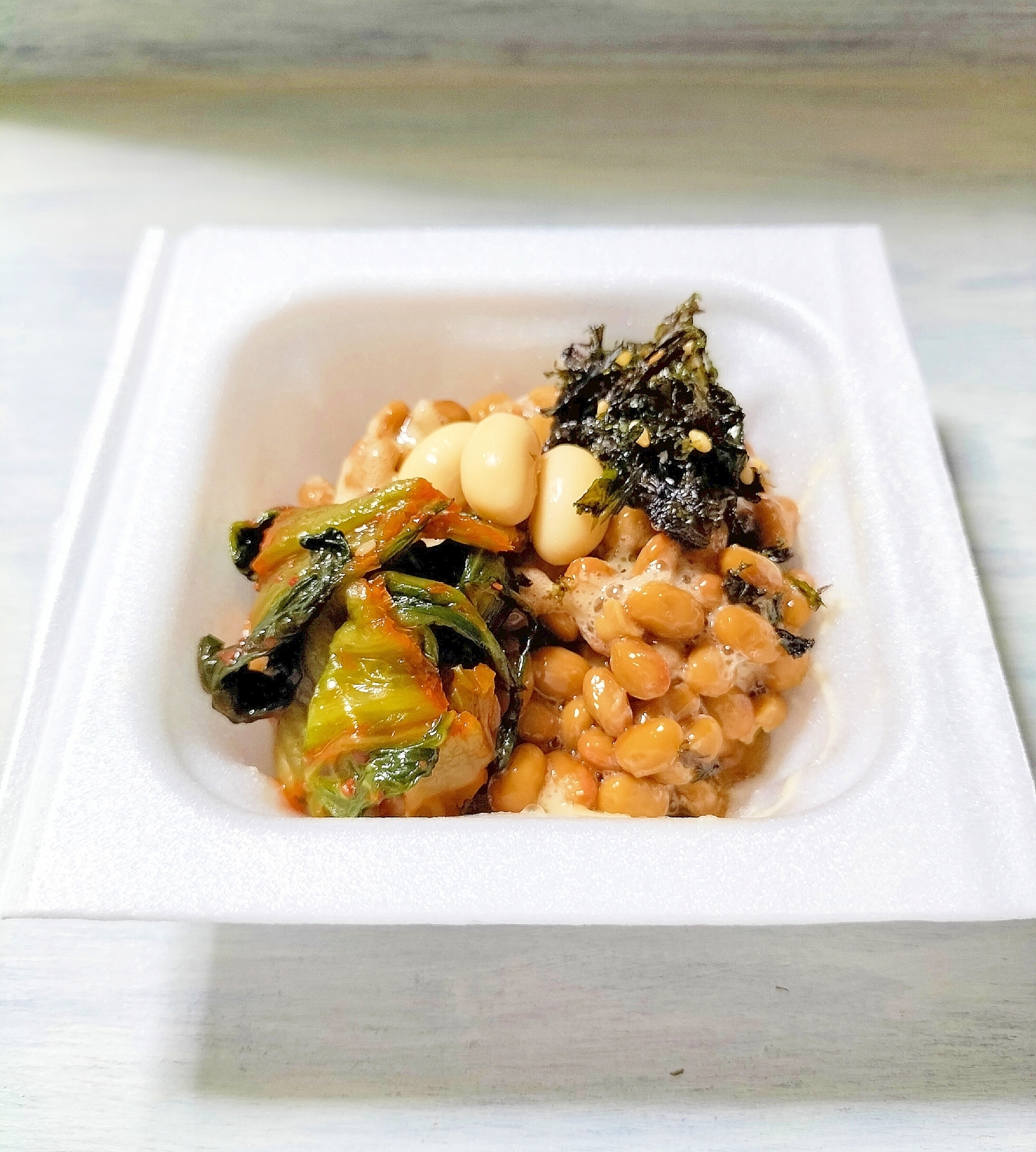 広島菜キムチと大豆の食感を楽しむ納豆♬