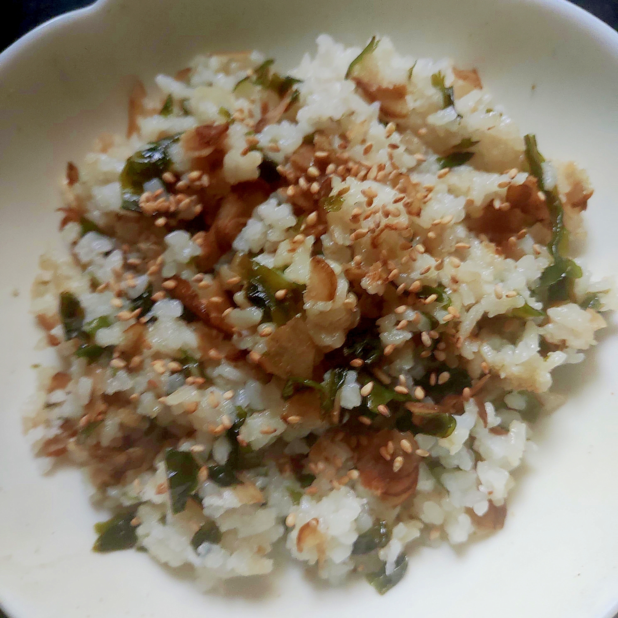 ごぼう、わかめご飯