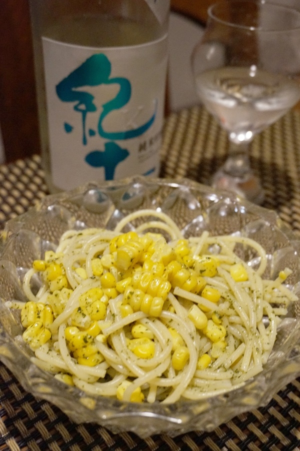 大葉香る、とうもろこしの冷製パスタ