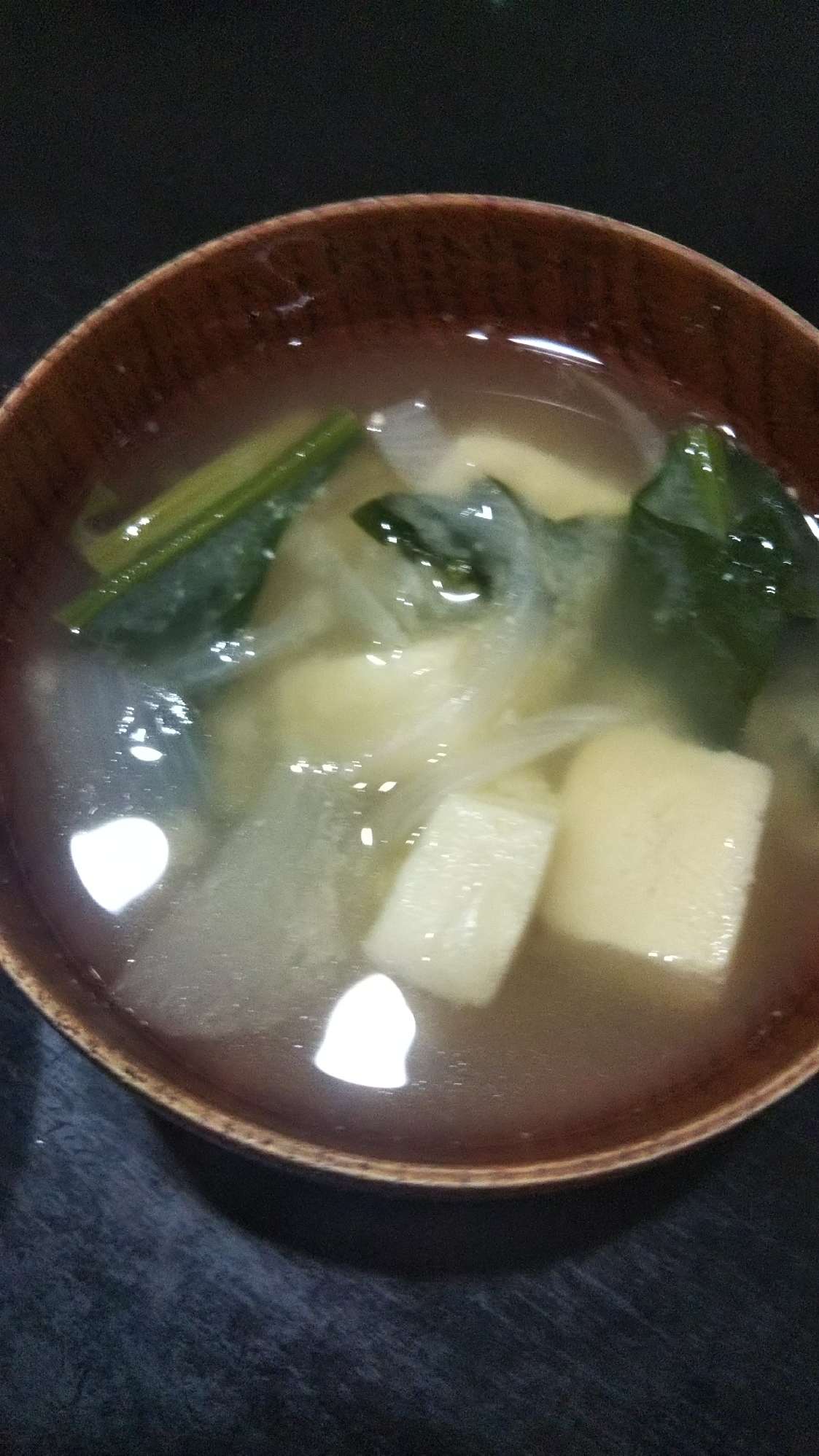 ほうれん草と高野豆腐のお味噌汁