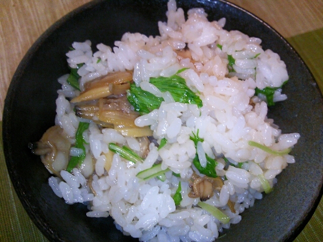 あさりと水菜で簡単混ぜご飯