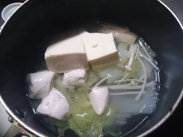 ささみと白菜豆腐で水炊き
