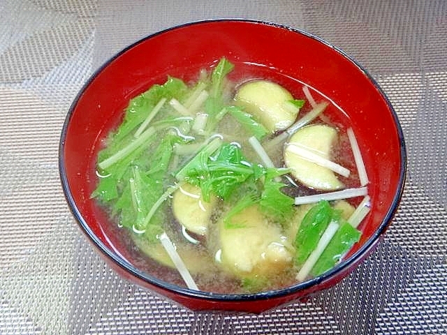 茄子と水菜の味噌汁