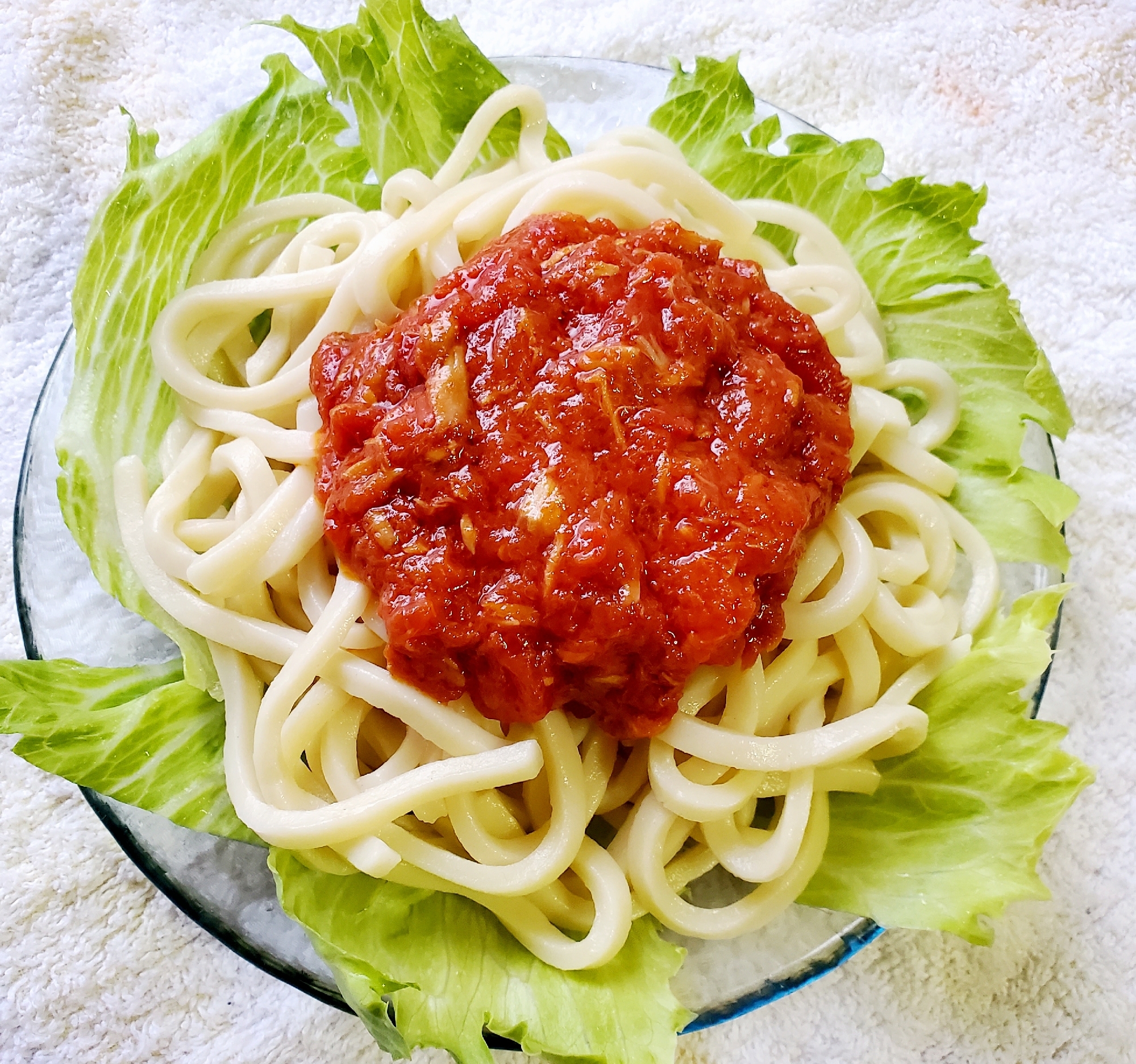 トマツナ乗っけ☆冷やしうどん