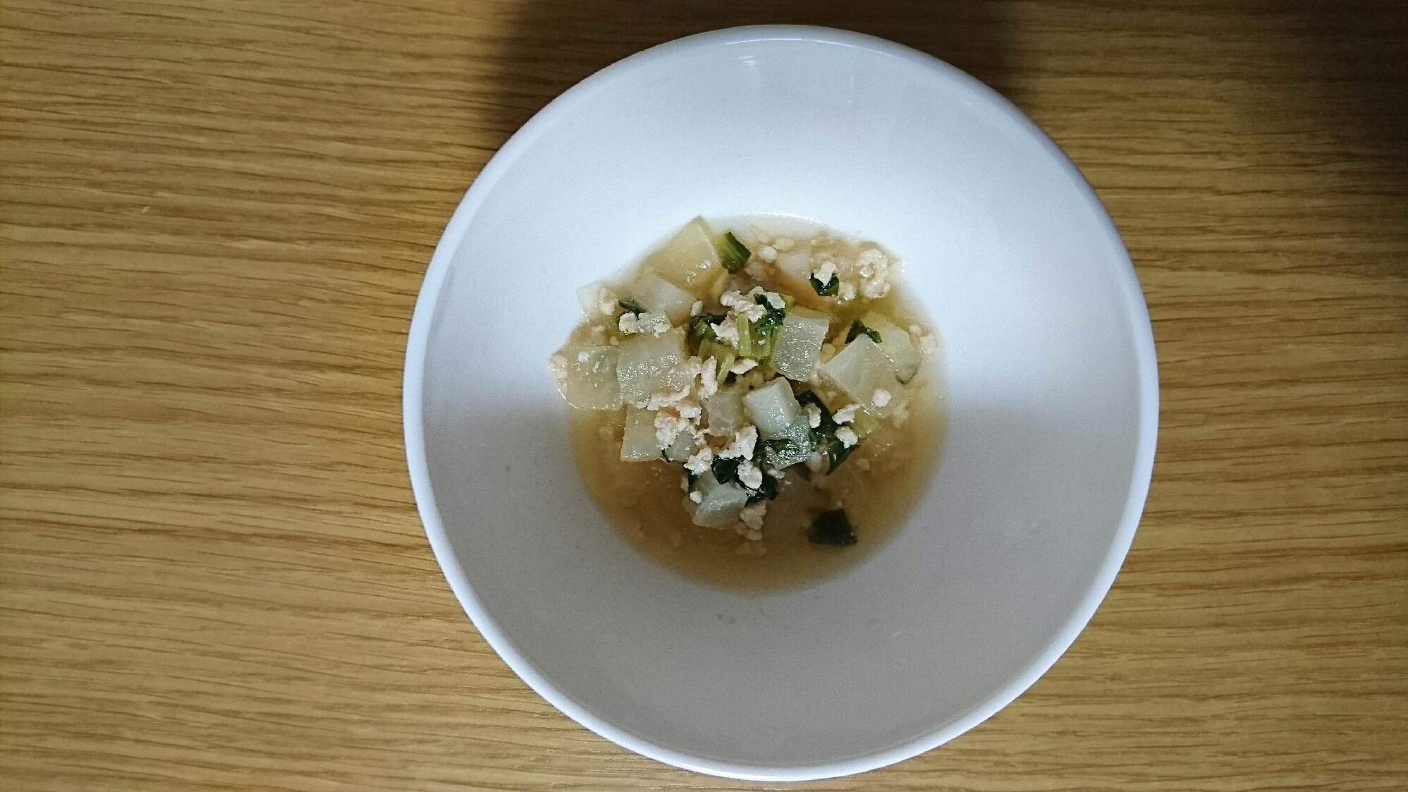 栄養満点離乳食！大根と小松菜と鶏ひき肉の煮物