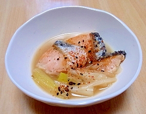 鮭と長ねぎの味噌煮