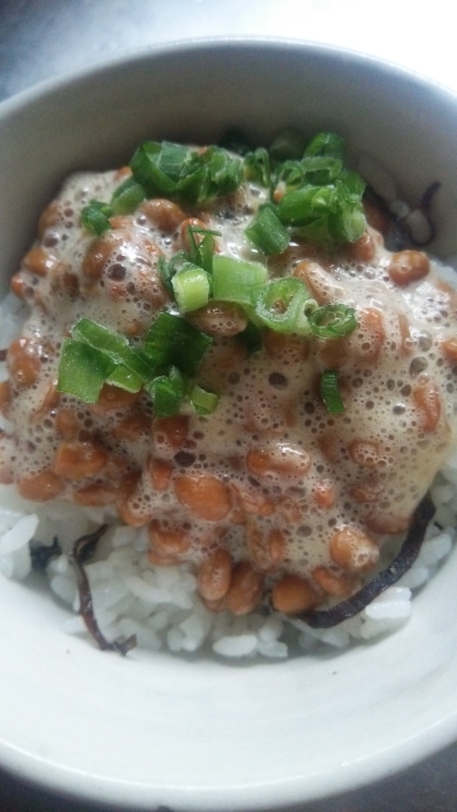 納豆☆塩昆布の混ぜご飯