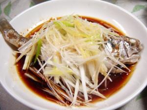いしもちで清蒸鮮魚(中華風蒸し魚)