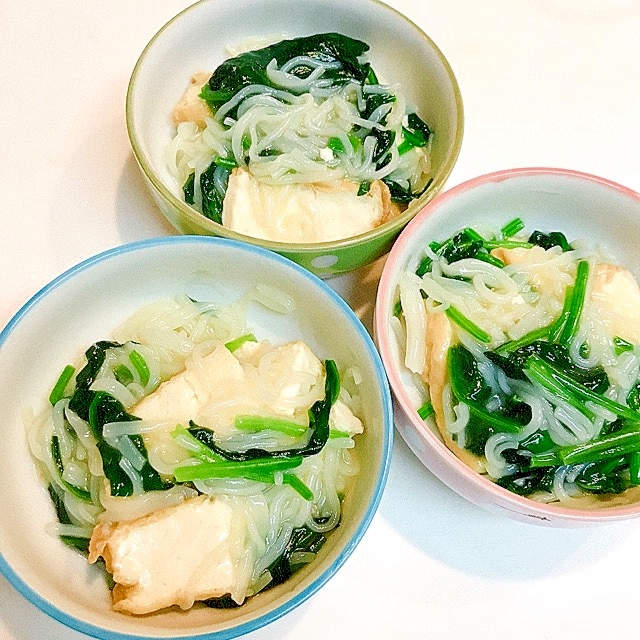 ほうれん草と厚揚げと糸コンの♪ヘルシー炒め煮