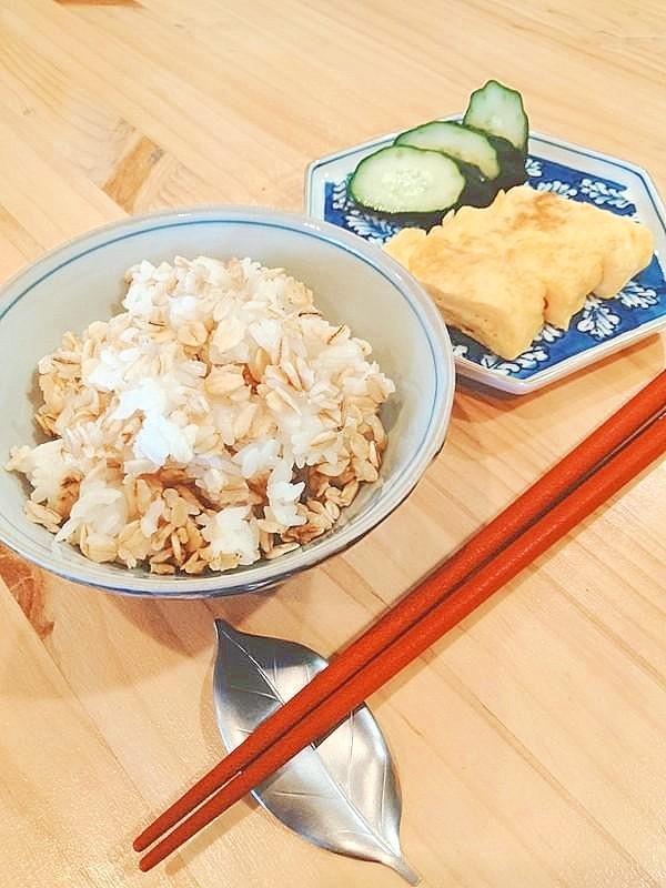 レンジで♪オートミール入りご飯～後混ぜ式