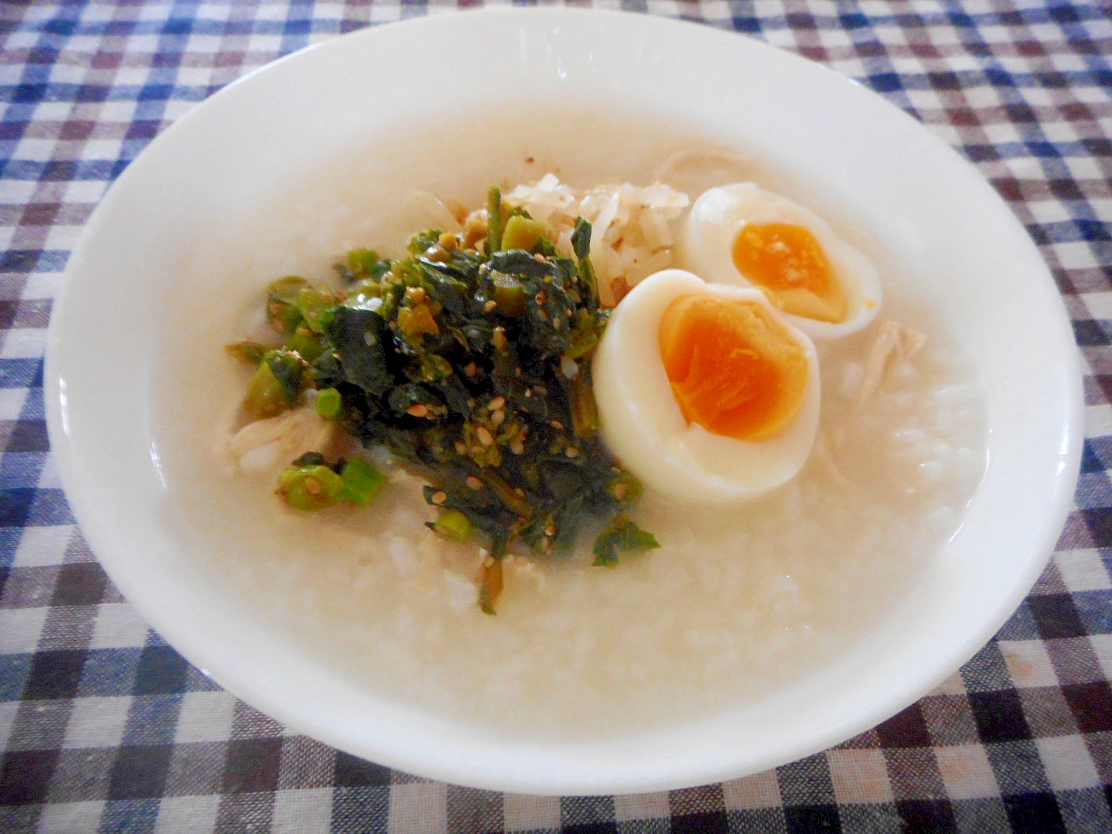 ゆで卵とナムルのせ鶏粥