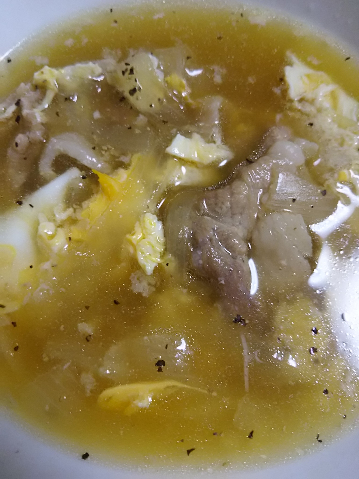 玉ねぎと豚肉の卵スープ(^^)