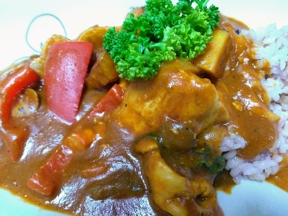 トマト風カレー美味しかったですꉂ(ˊᗜˋ*)チキンもパプリカもゴロゴロに切って食べ応えありました☆*°美味しかったです。感謝です♡