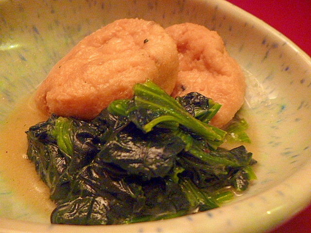 がんもどきと青菜の西京味噌煮