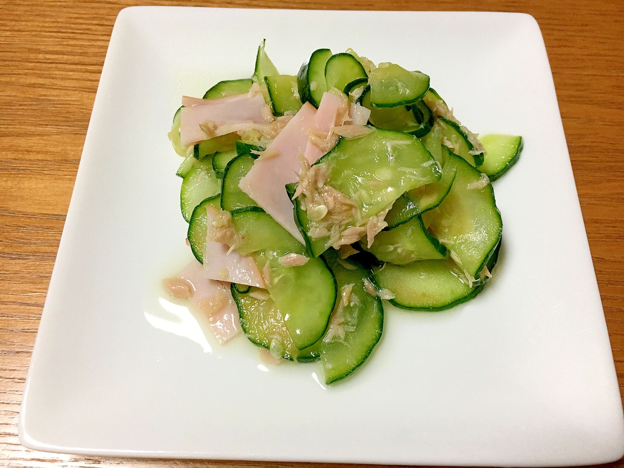 きゅうりとハムとツナの酢の物