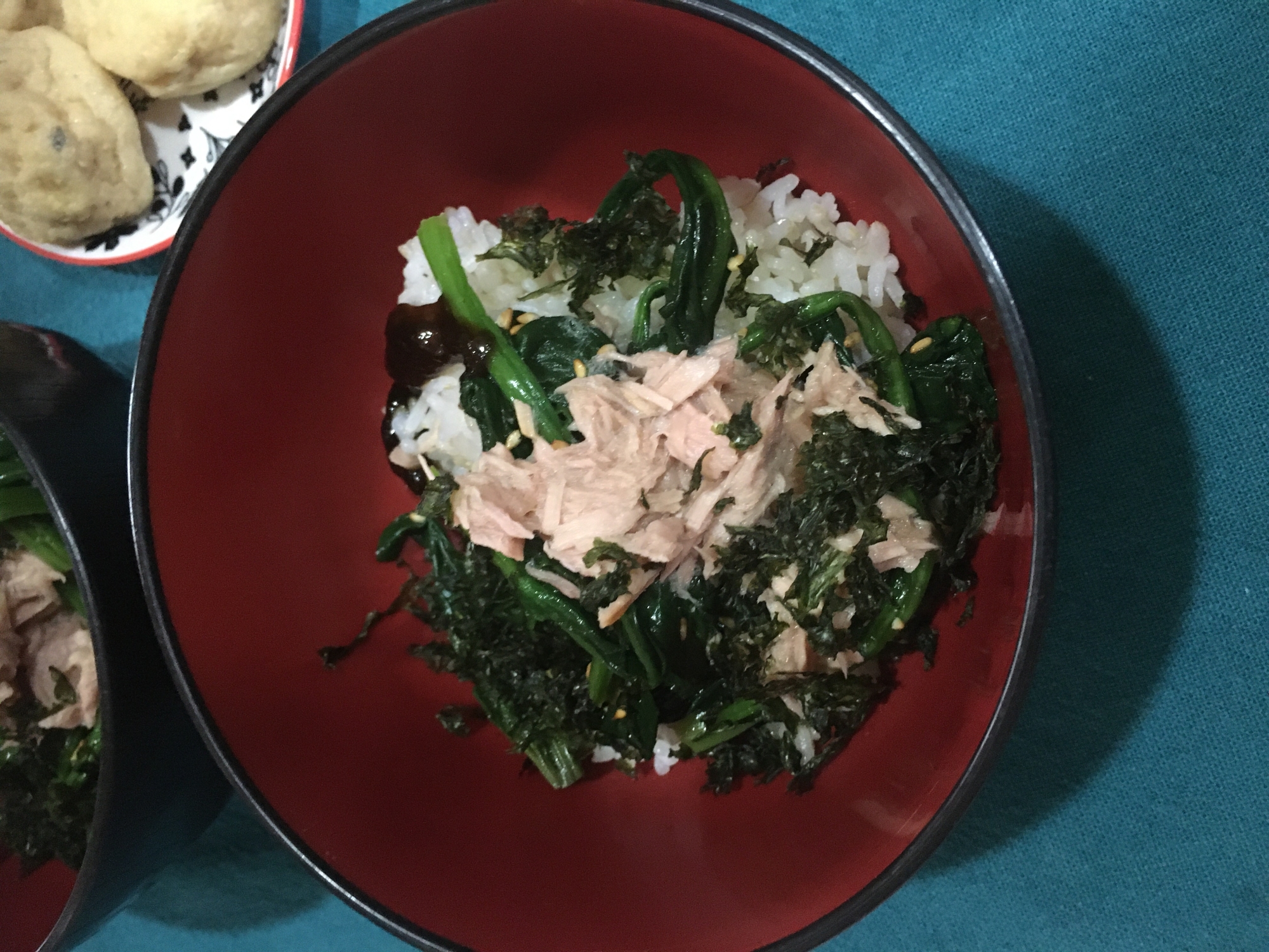 ツナ缶とほうれん草の朝食丼