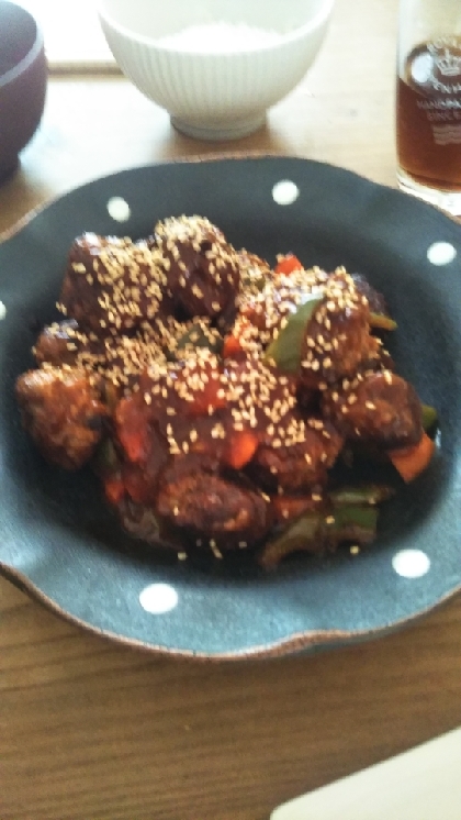 酢豚をアレンジ！肉団子の甘酢あんかけ！野菜たっぷり