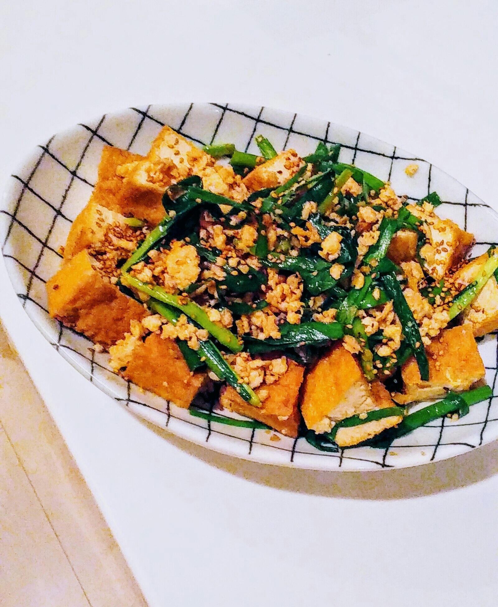 厚揚げとニラでひき肉炒め☆