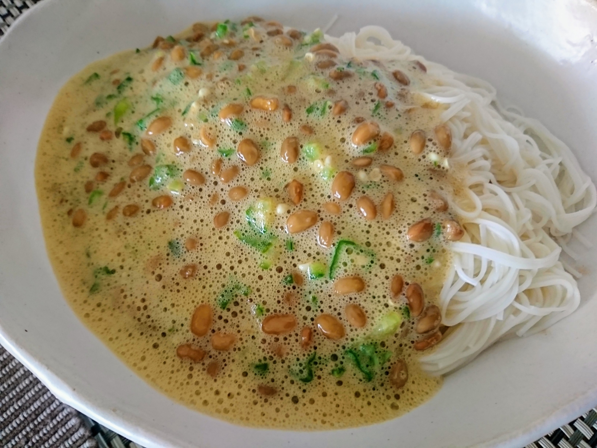 オクラ納豆そうめん