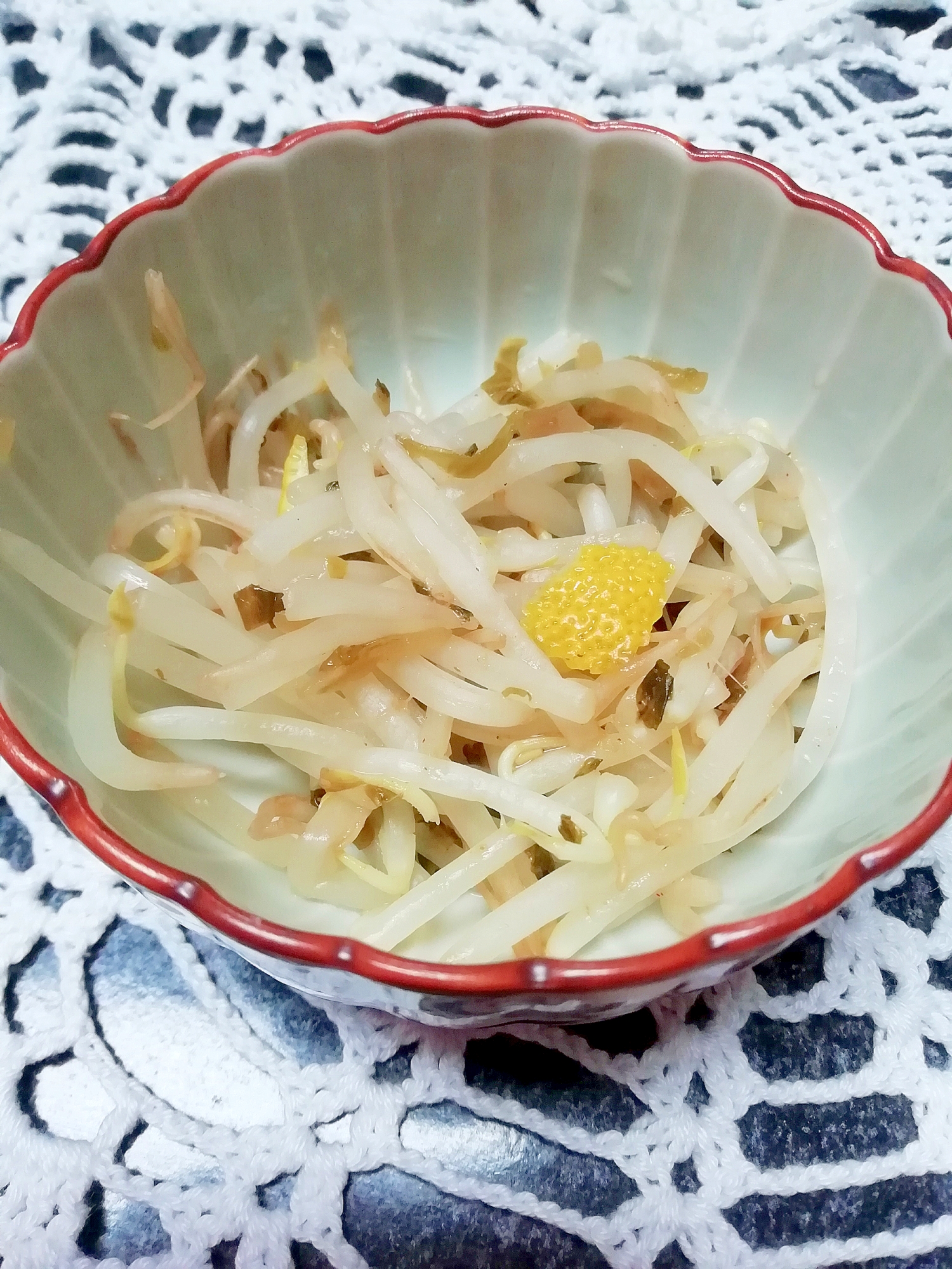 【さっぱり料理】もやしと高菜と柚子の温サラダ