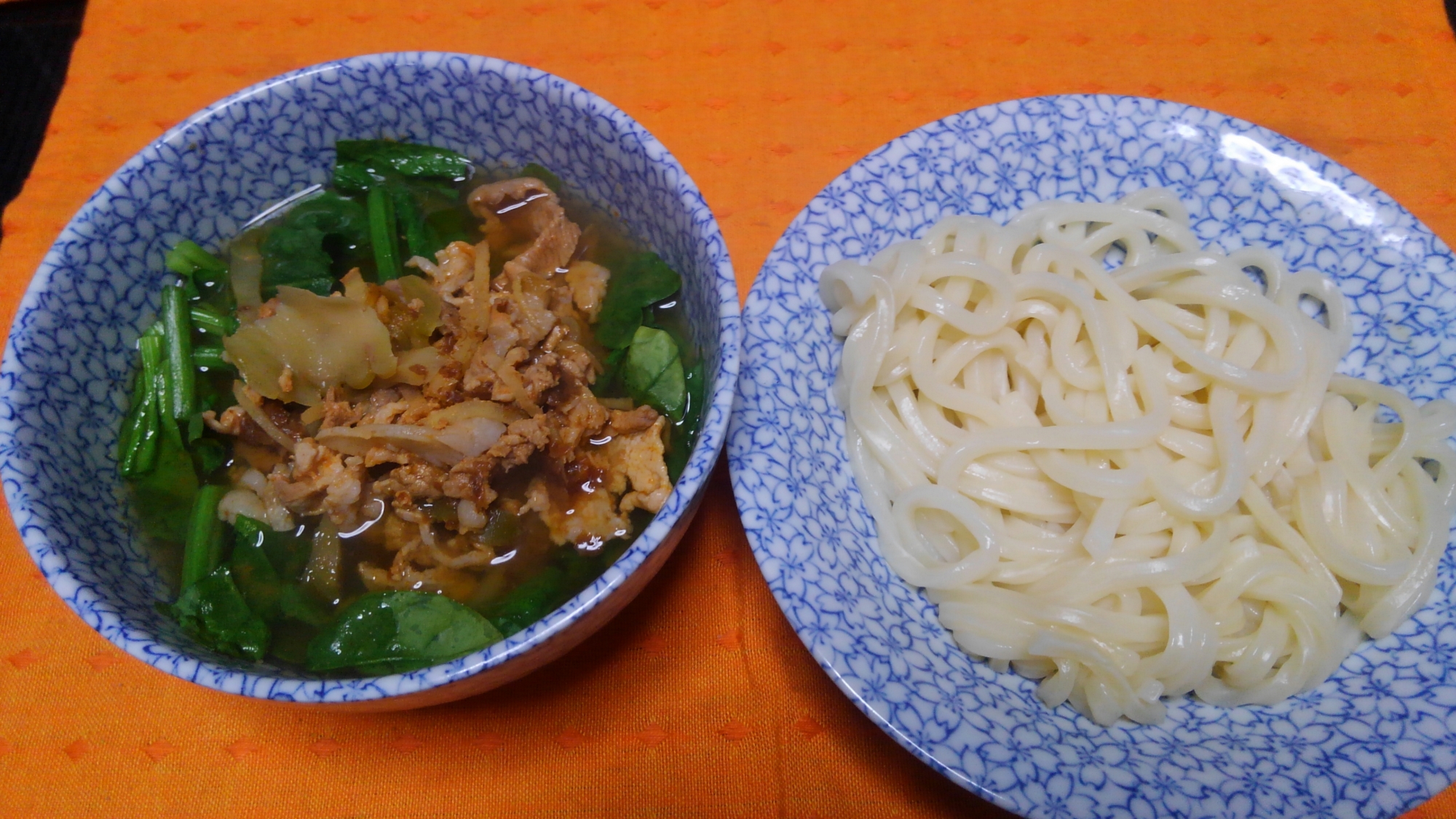 ピリ辛！豚肉とザーサイのつけ麺★うどんバージョン