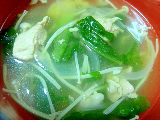 すぐ出来ます　サンチュで，スープ