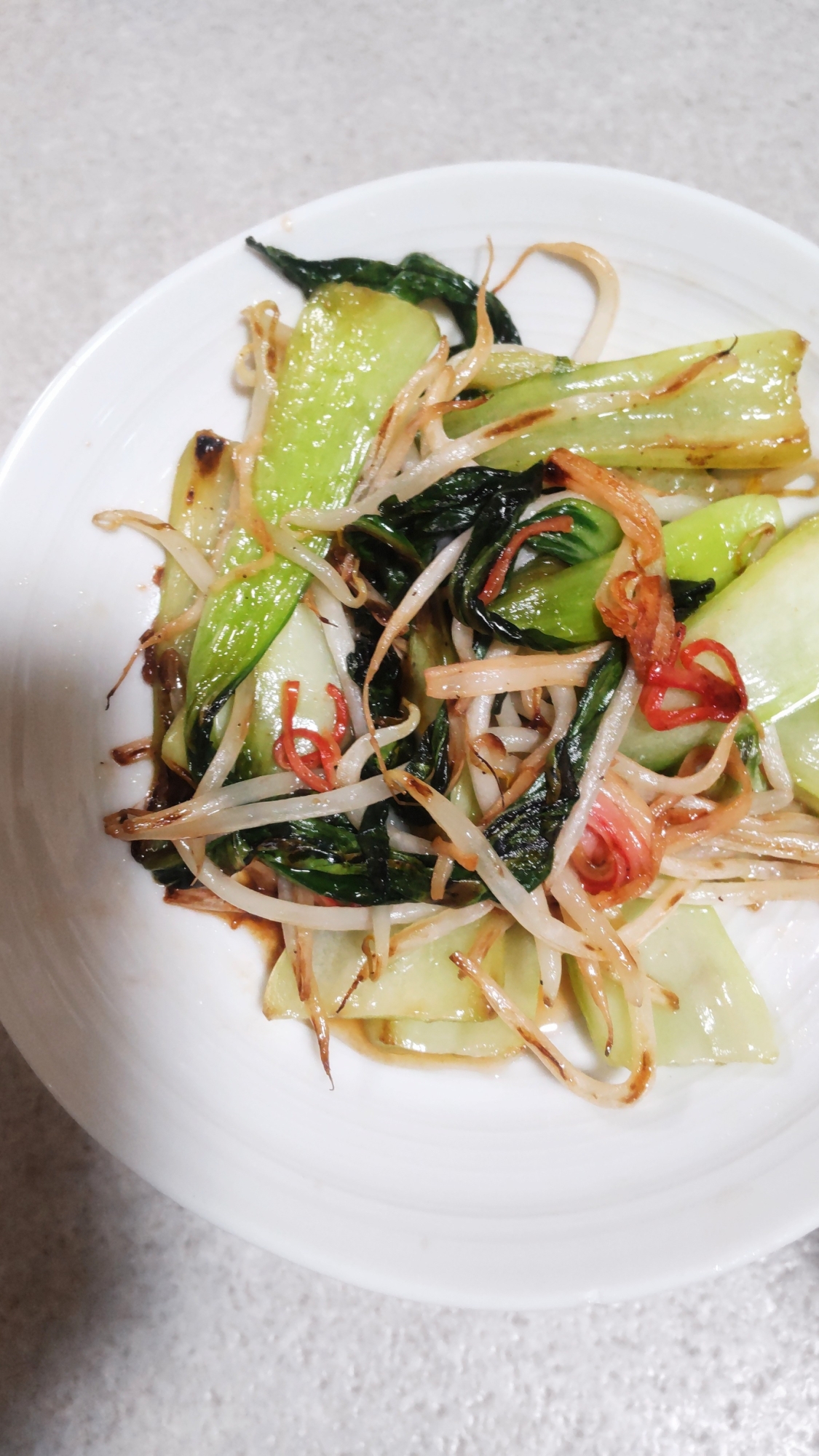チンゲン菜もやしカニカマの中華炒め